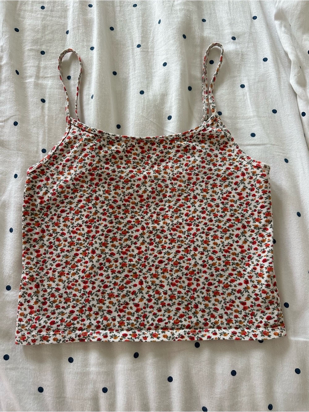 American Eagle Outfitters White Floral Crop Tank Top